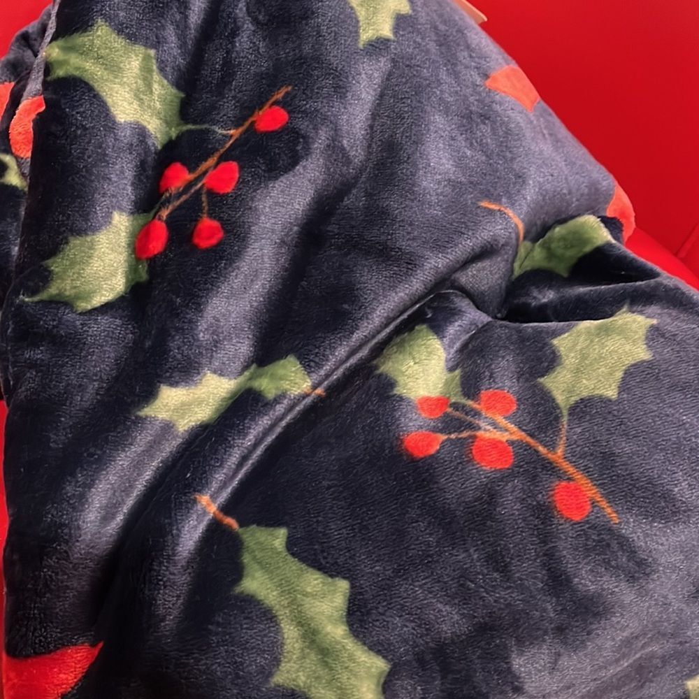 NWT Rae Dunn Holly Berry throw - Picture 3 of 3